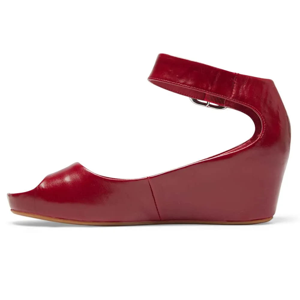 Pippa Wedge in Red Leather