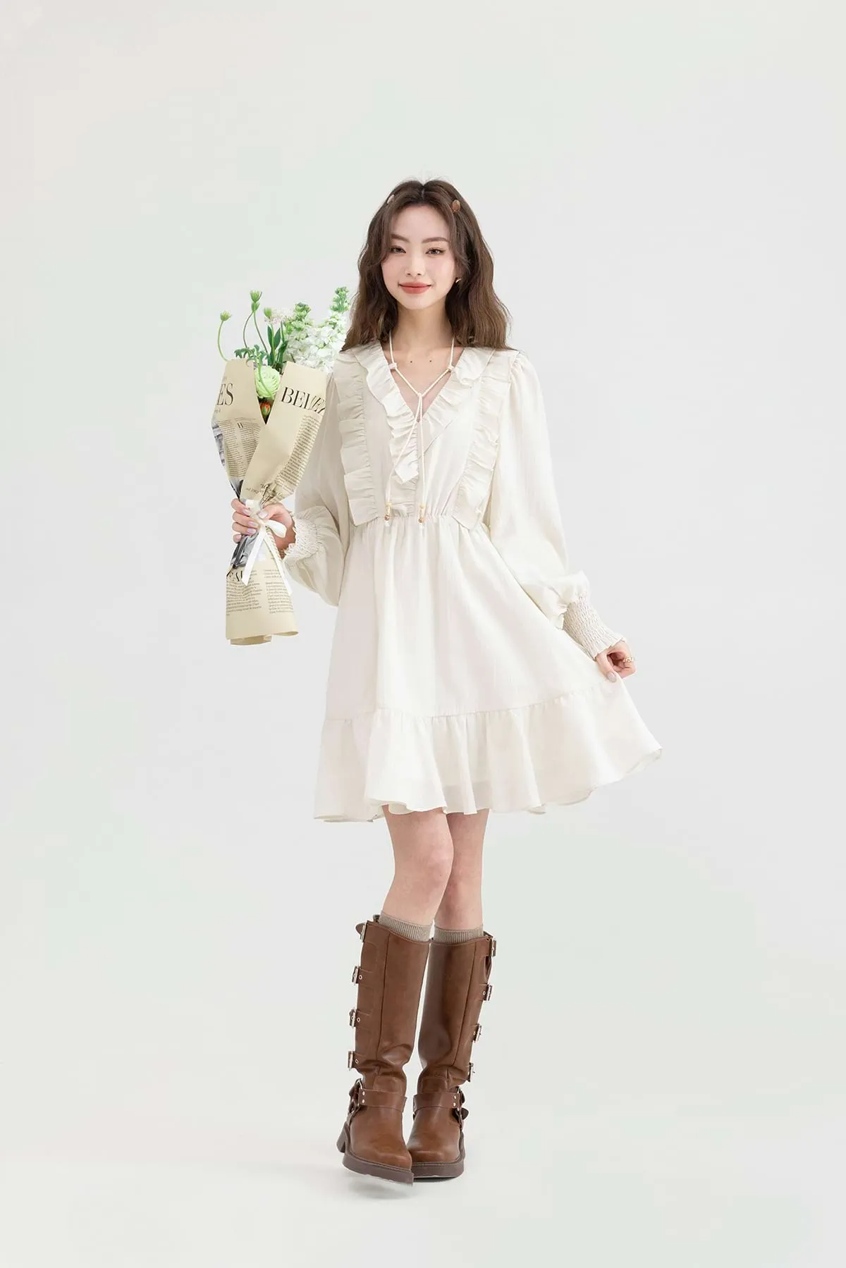 Ruffle Collar Tier Dress
