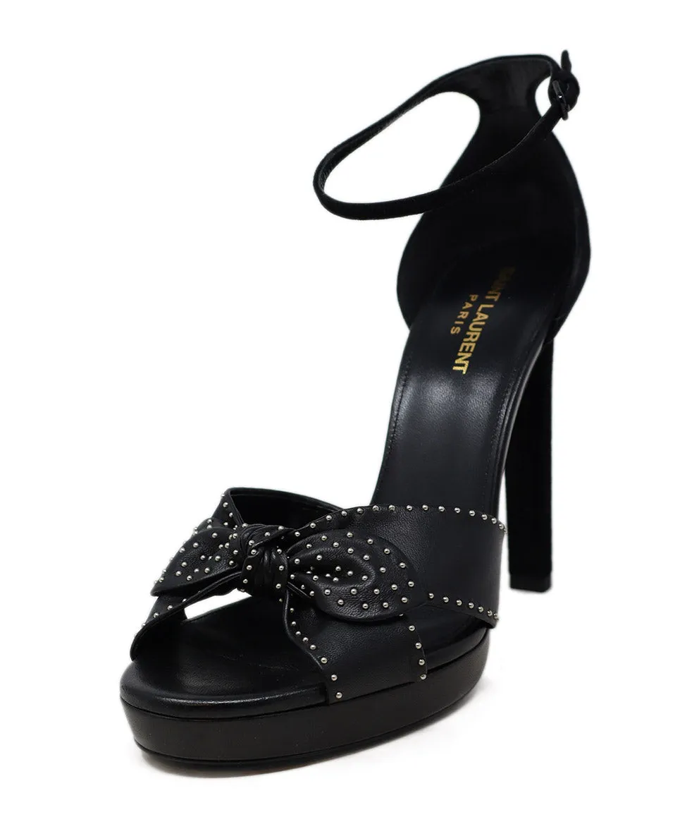 Saint Laurent Black Leather & Suede Stud Heels sz 11